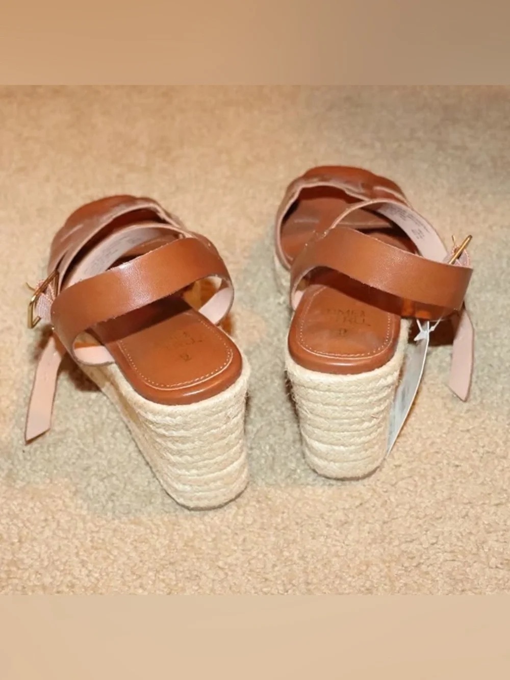 Time and Tru Tan Braided Espadrille Wedge Sandals